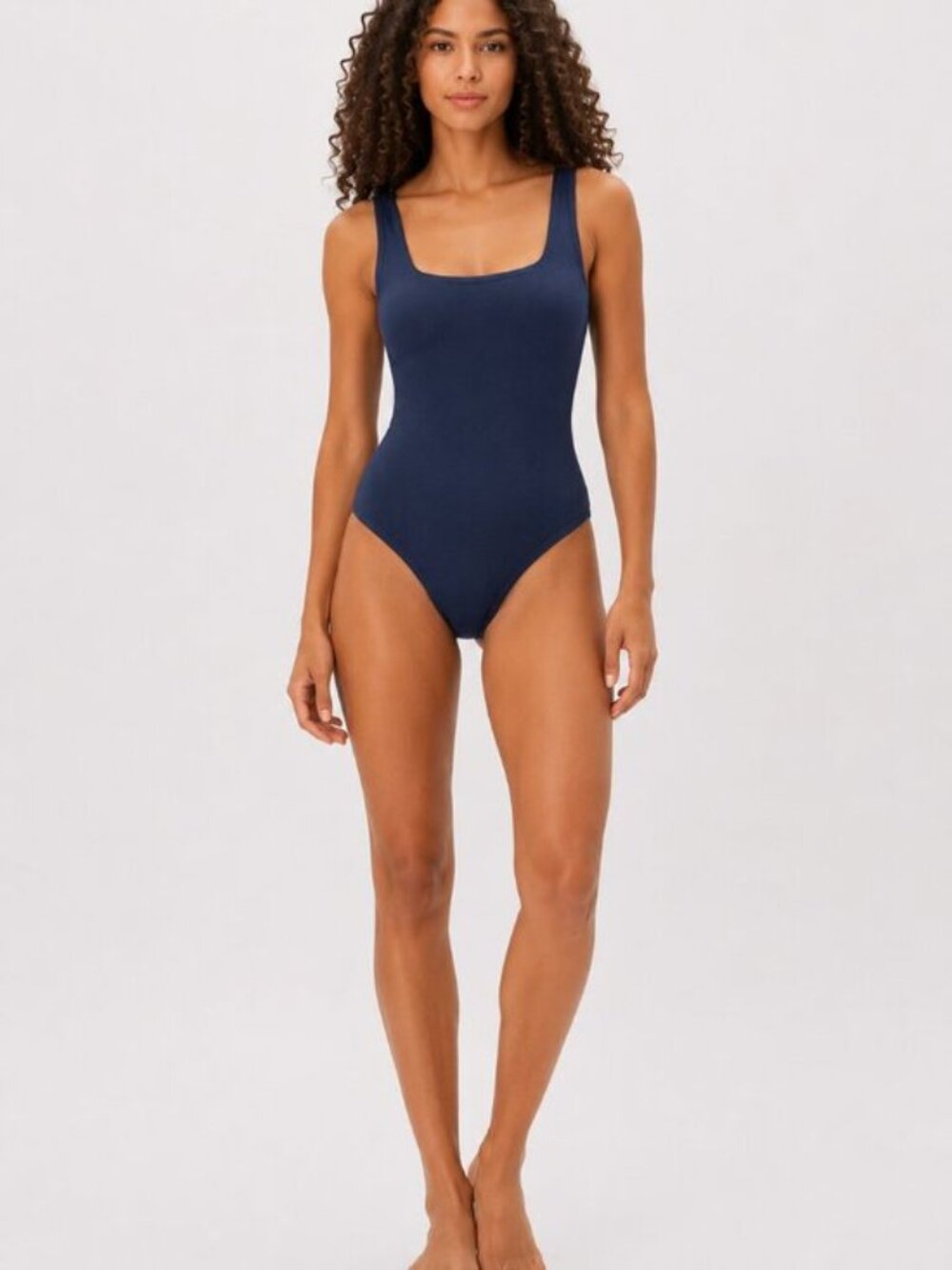 GapBody Logo Cotton Rib Thong Bodysuit Navy Blue Large NWT GPW01040